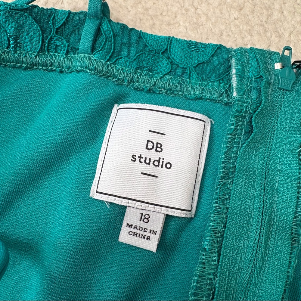 David’s Bridal High Low Dress Lace Jade Green Bridesmaid Prom Size 18 - Picture 6 of 16